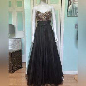 10 Tony Bowls Black Tulle Ball Gown Leopard Sequin Dress Prom Costume Theater